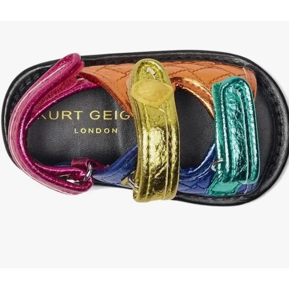 Kurt Geiger London Mini Orson Rainbow Metallic Sandals Strappy Size 2